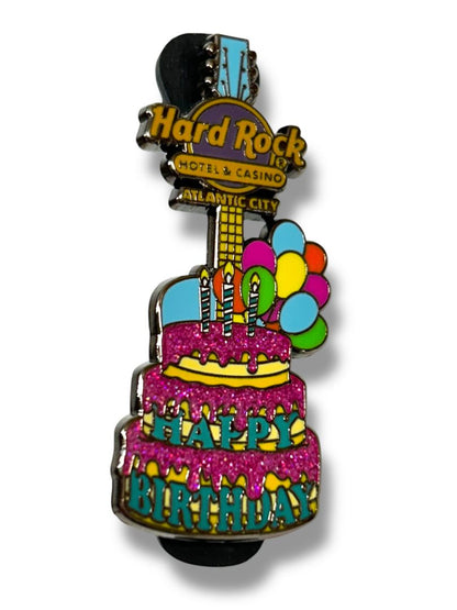Hard Rock Cafe Atlantic City Lapel Pin Happy Birthday 2" Limited Edition