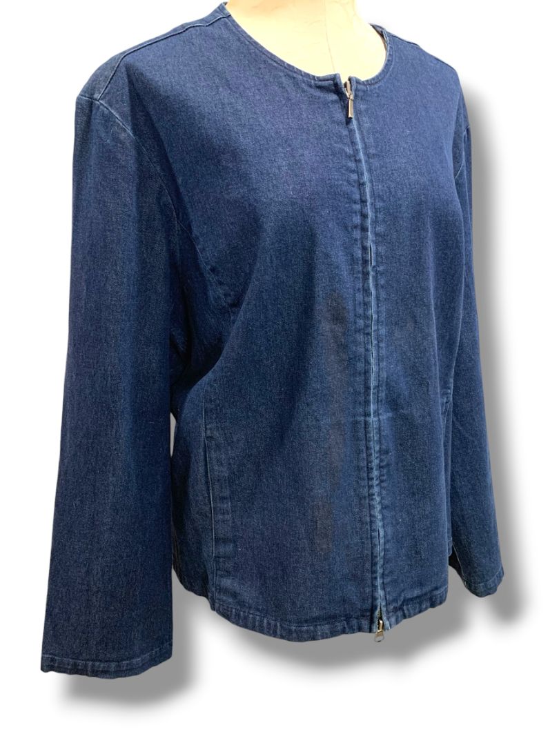 Size XXL Eddie Bauer Womens Stretch Jean Denim Full Zip Jacket