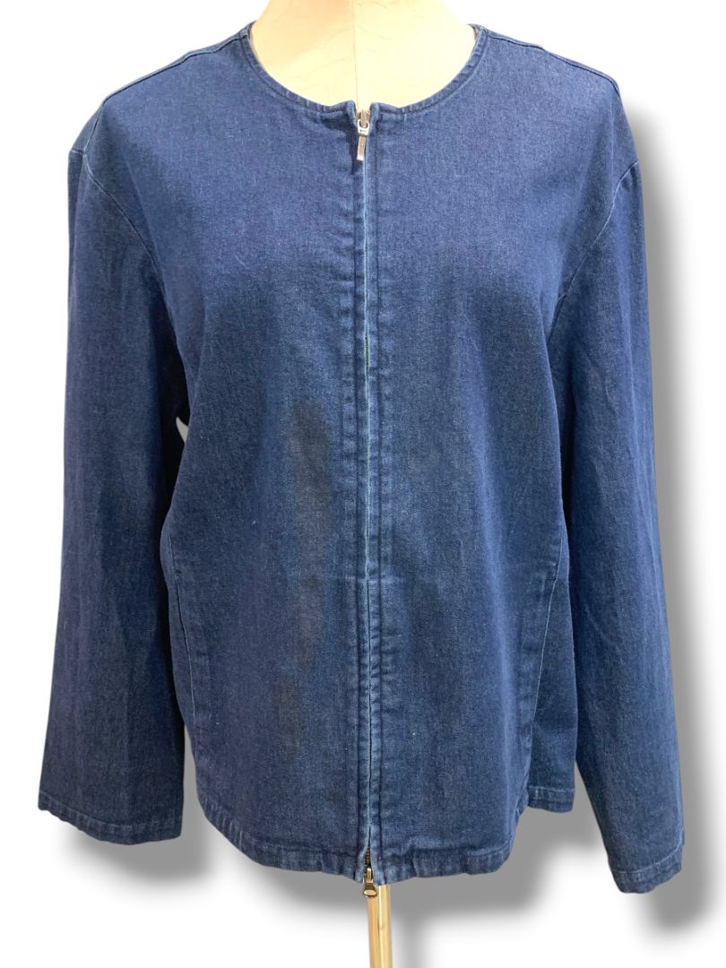 Size XXL Eddie Bauer Womens Stretch Jean Denim Full Zip Jacket