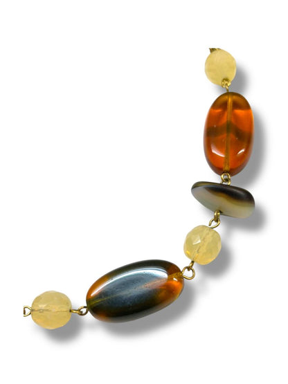 Natural Color Mixed Bead Silvertone Necklace 16-18"