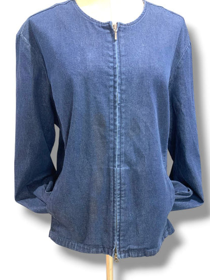 Size XXL Eddie Bauer Womens Stretch Jean Denim Full Zip Jacket