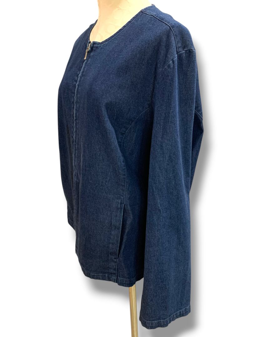 Size XXL Eddie Bauer Womens Stretch Jean Denim Full Zip Jacket