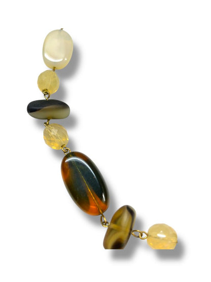 Natural Color Mixed Bead Silvertone Necklace 16-18"