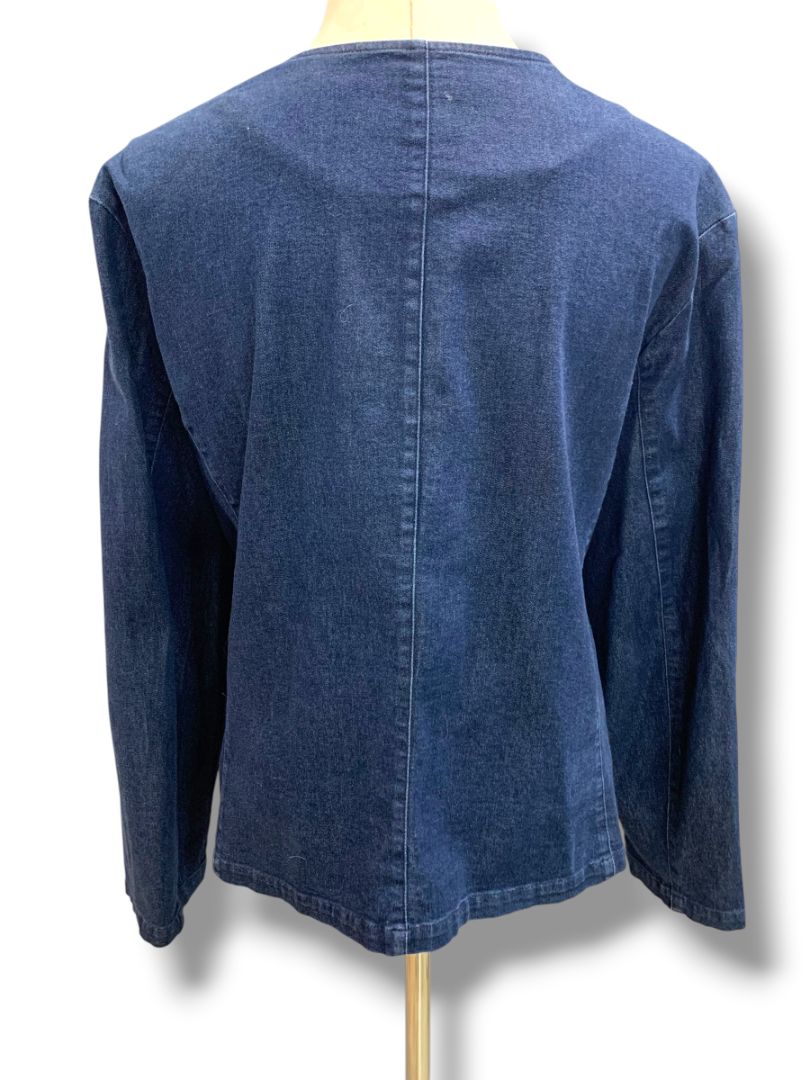 Size XXL Eddie Bauer Womens Stretch Jean Denim Full Zip Jacket