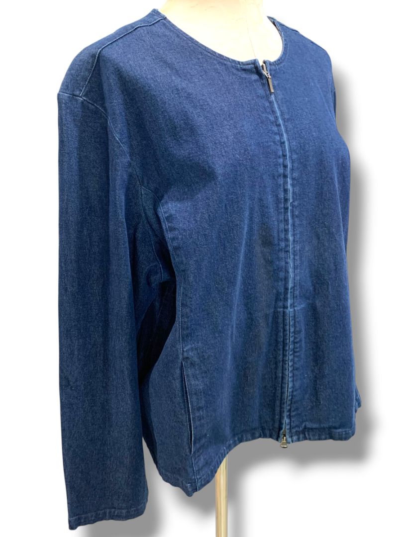 Size XXL Eddie Bauer Womens Stretch Jean Denim Full Zip Jacket