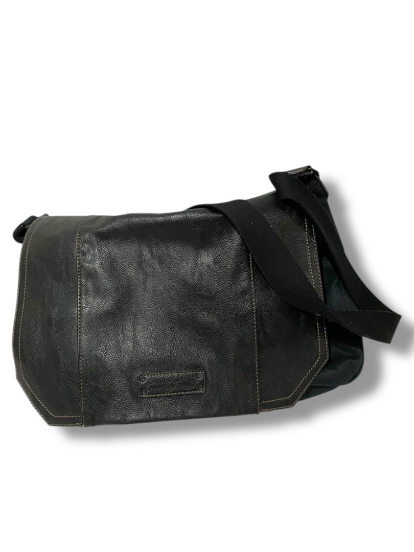 Andrew Marc New York Vegan Leather  Cotton Messenger Bag Black
