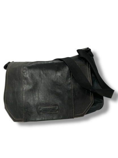 Andrew Marc New York Vegan Leather  Cotton Messenger Bag Black