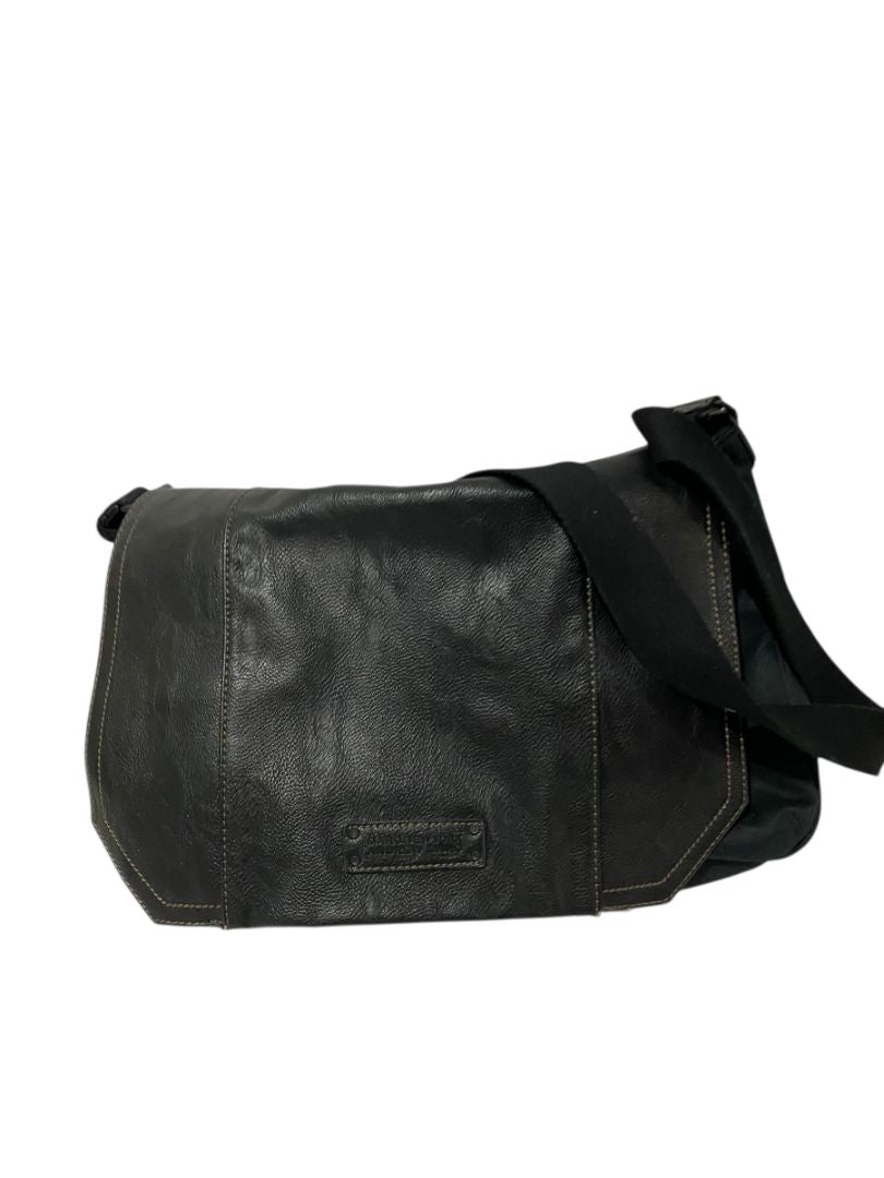 Andrew Marc New York Vegan Leather  Cotton Messenger Bag Black