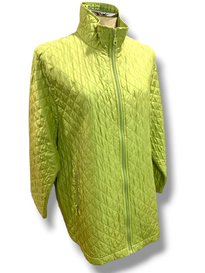 XL Nomadic Traders Womens Green Silk Quilted Full Zip Jacket