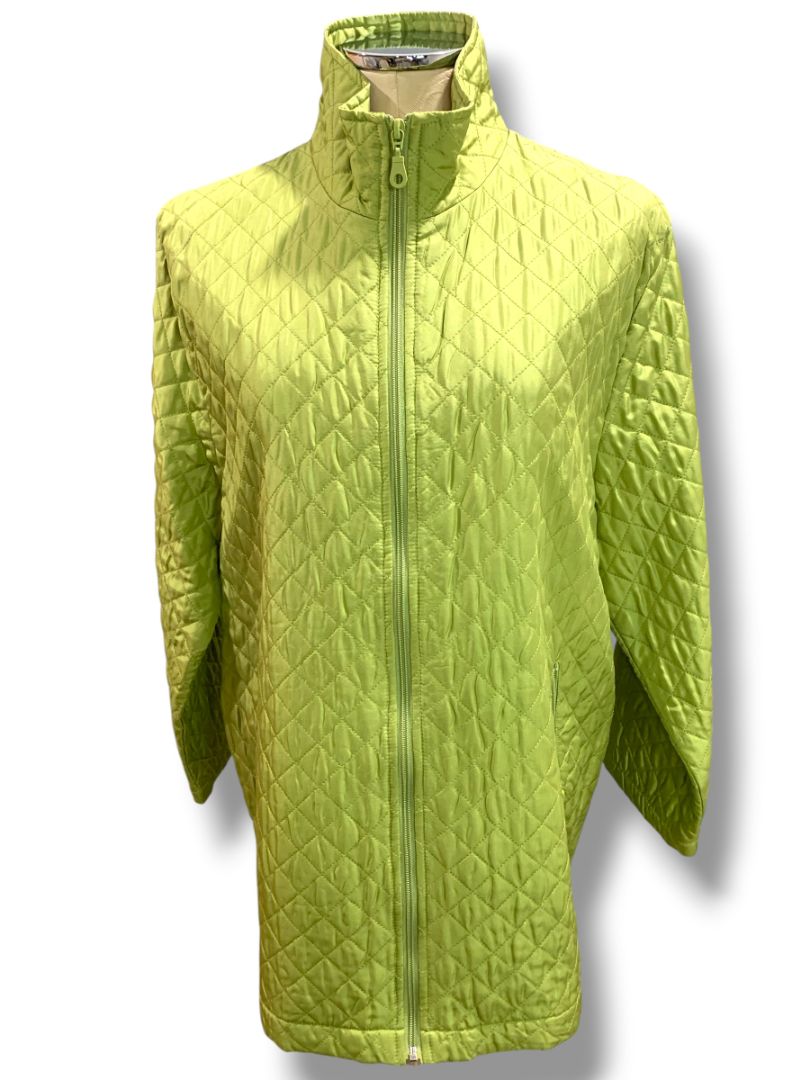 XL Nomadic Traders Womens Green Silk Quilted Full Zip Jacket