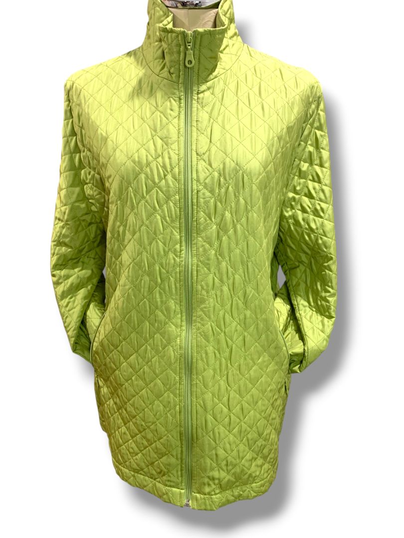 XL Nomadic Traders Womens Green Silk Quilted Full Zip Jacket