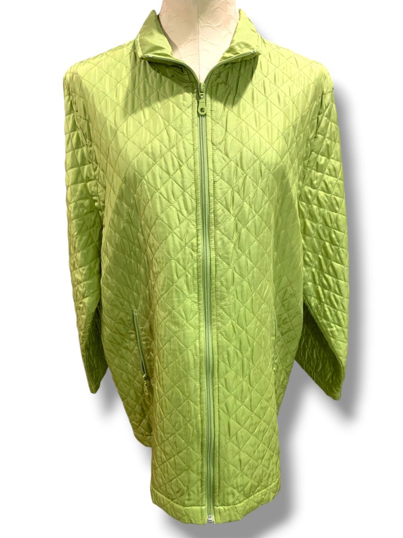 XL Nomadic Traders Womens Green Silk Quilted Full Zip Jacket