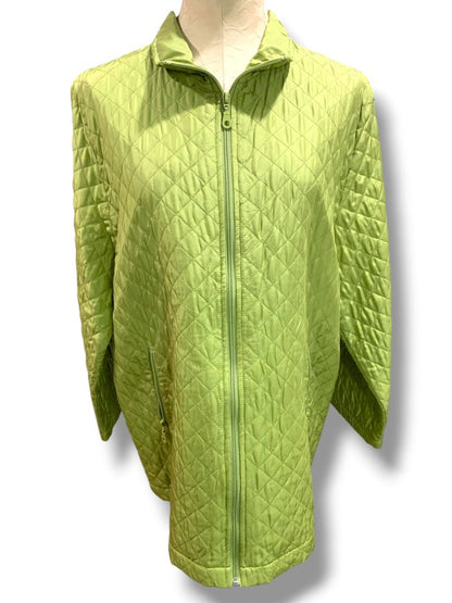 XL Nomadic Traders Womens Green Silk Quilted Full Zip Jacket