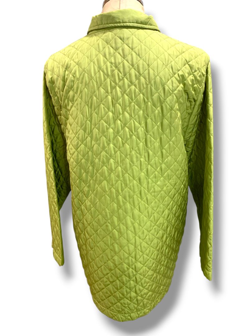 XL Nomadic Traders Womens Green Silk Quilted Full Zip Jacket