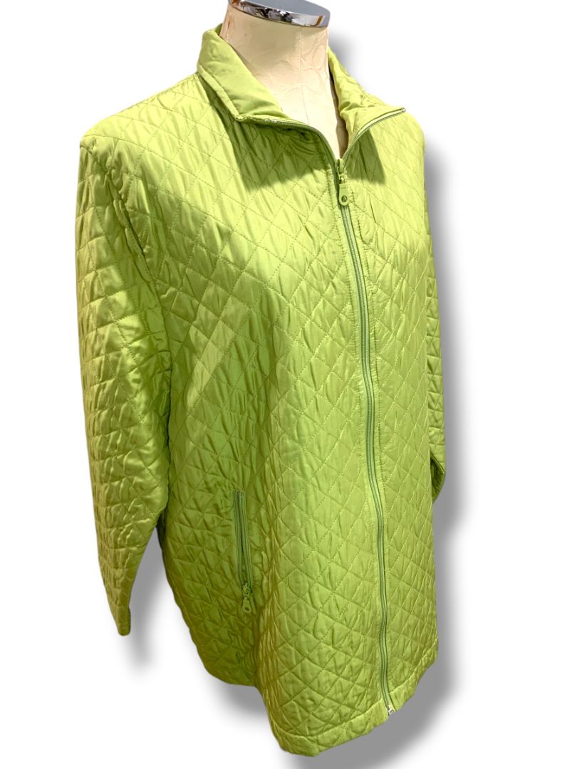XL Nomadic Traders Womens Green Silk Quilted Full Zip Jacket