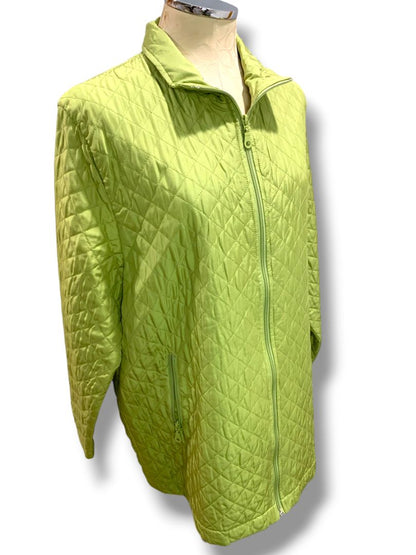 XL Nomadic Traders Womens Green Silk Quilted Full Zip Jacket