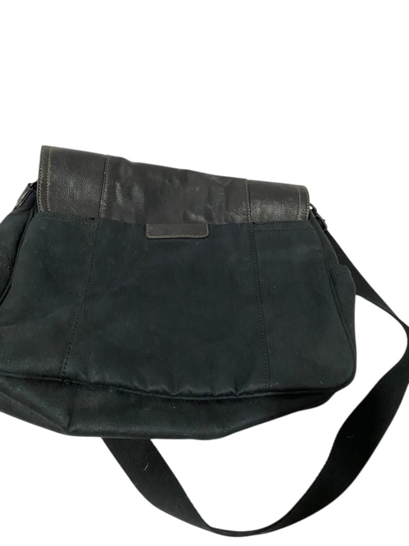 Andrew Marc New York Vegan Leather  Cotton Messenger Bag Black