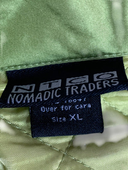 XL Nomadic Traders Womens Green Silk Quilted Full Zip Jacket