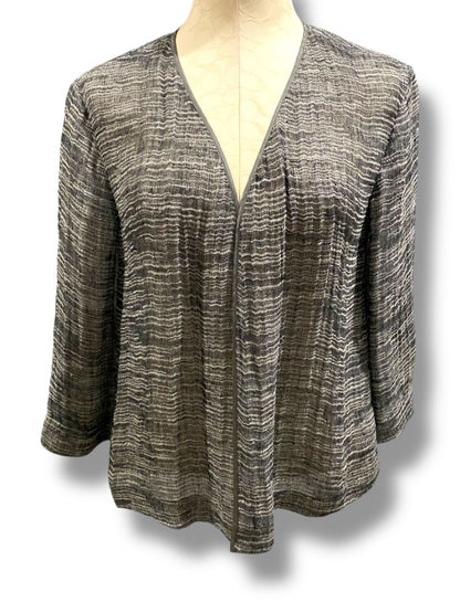 Size XS Eileen Fisher Womens Linen Blend Open Jacket Lightweight Gray