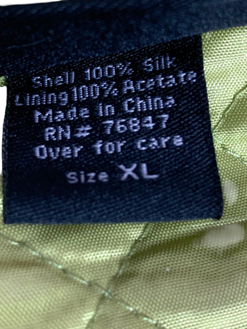 XL Nomadic Traders Womens Green Silk Quilted Full Zip Jacket