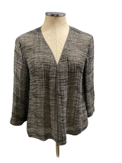 Size XS Eileen Fisher Womens Linen Blend Open Jacket Lightweight Gray