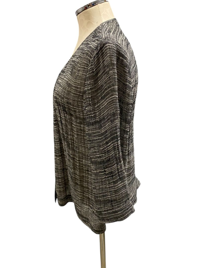 Size XS Eileen Fisher Womens Linen Blend Open Jacket Lightweight Gray