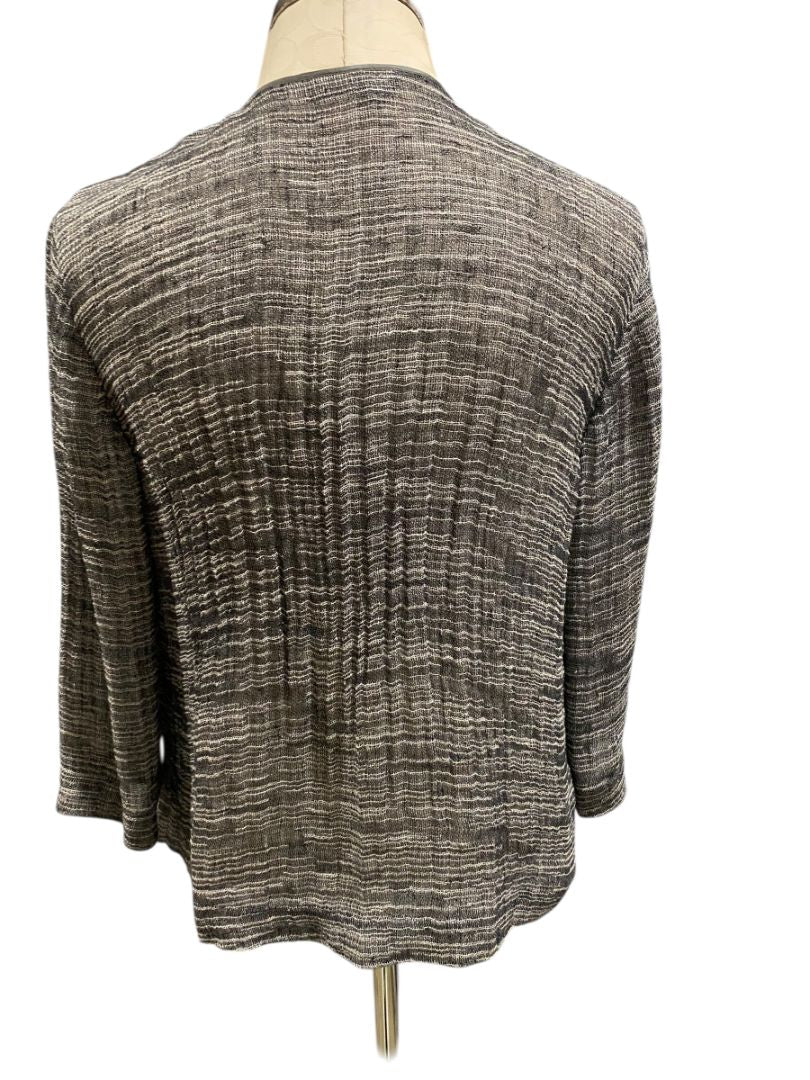 Size XS Eileen Fisher Womens Linen Blend Open Jacket Lightweight Gray