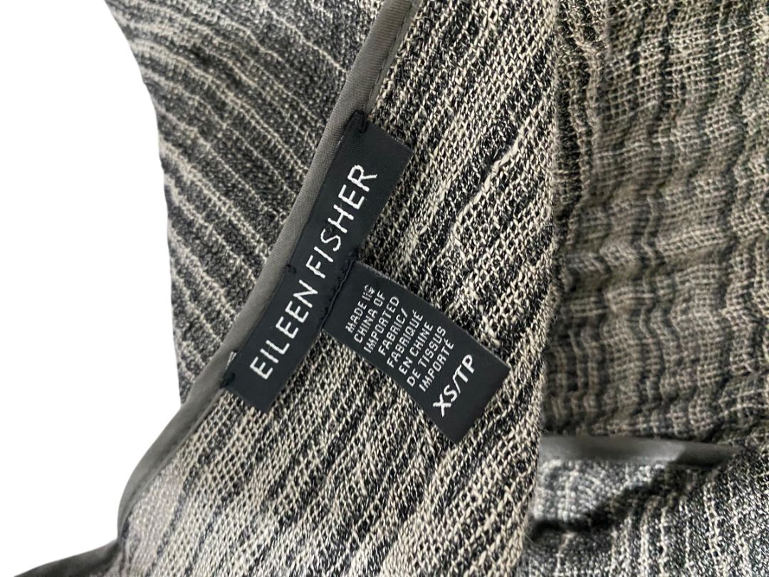 Size XS Eileen Fisher Womens Linen Blend Open Jacket Lightweight Gray
