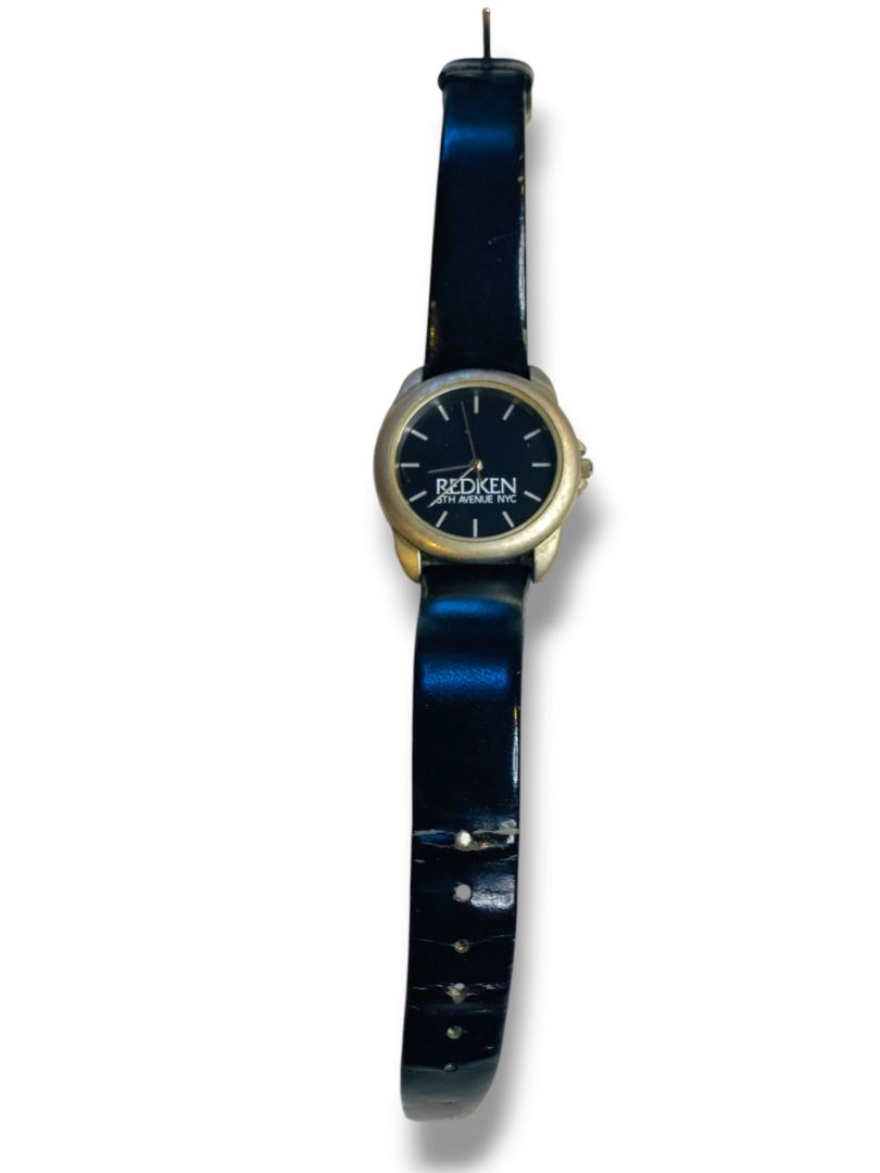 Vintage Redken Womens Promotional Advertising Wristwatch Slivertone Black Works