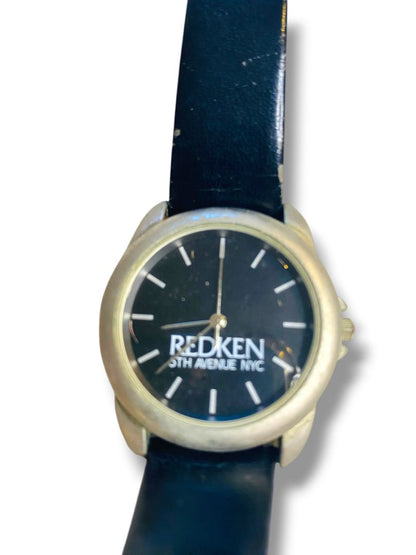 Vintage Redken Womens Promotional Advertising Wristwatch Slivertone Black Works