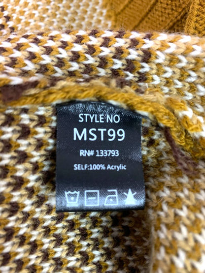 Large POL Womens Brown Pattern Hooded Sweater Loose Fit Boho