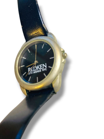Vintage Redken Womens Promotional Advertising Wristwatch Slivertone Black Works