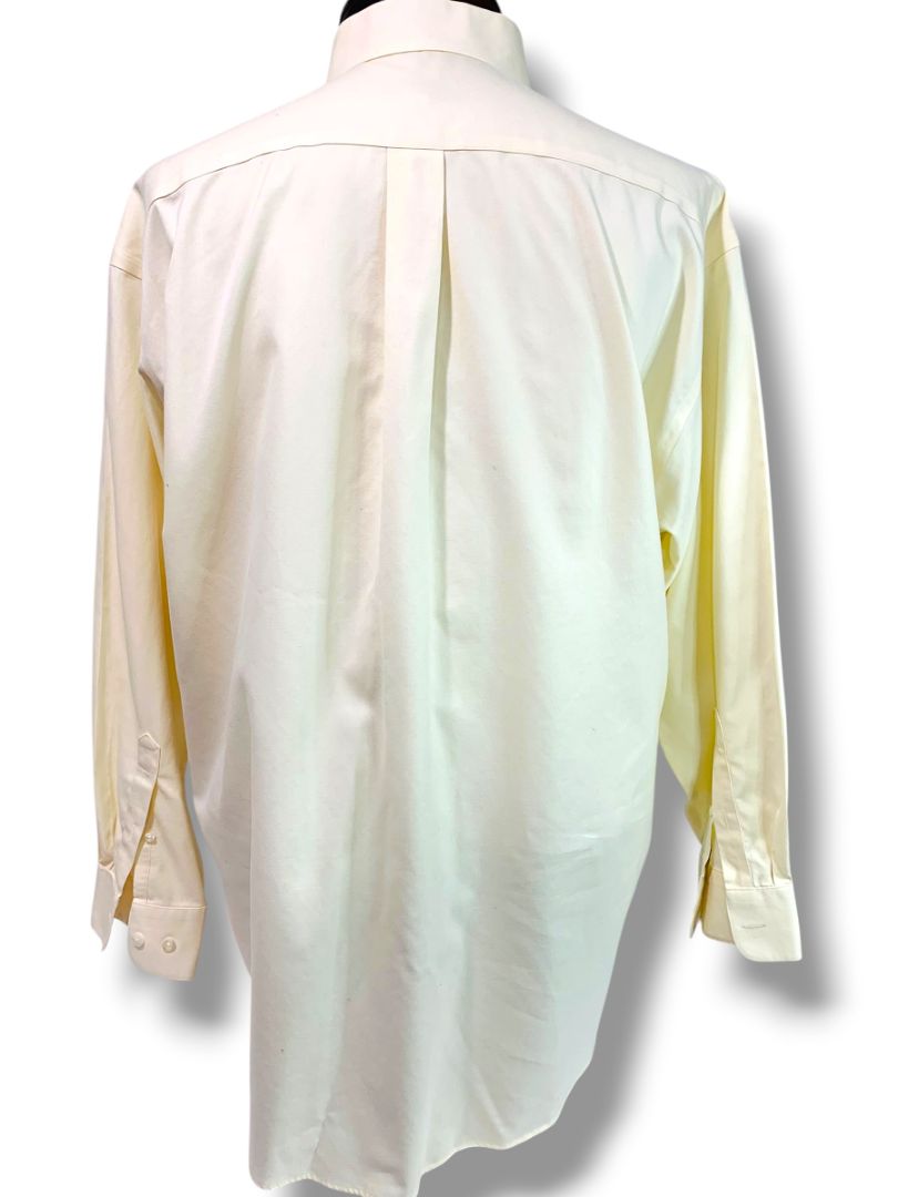 17 (32/33) Joseph & Feiss Mens Button Up Dress Shirt Beige Non-Iron 80's 2 Ply