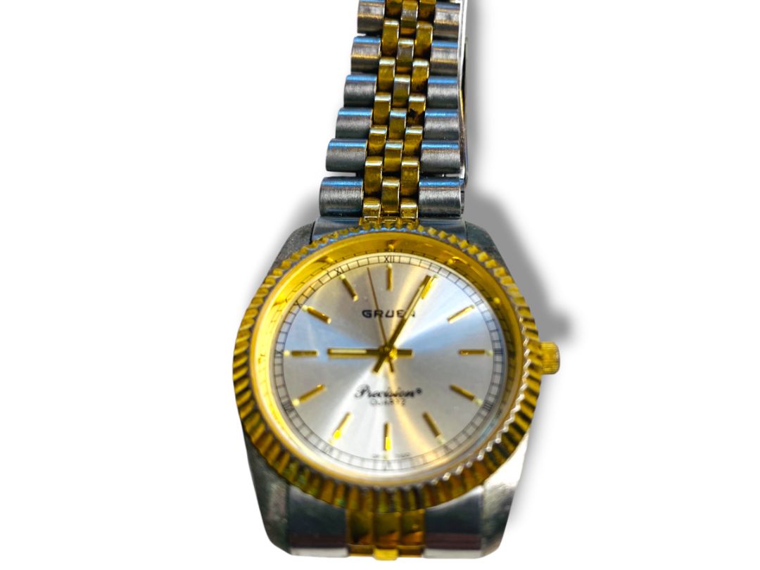 Gruen Precision Mens Stainless Steel Wristwatch 35mm Working