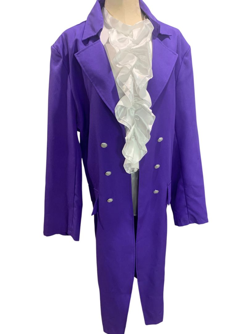 One Size Adult Prince Purple Rain Jacket and Jabot Cosplay Costume