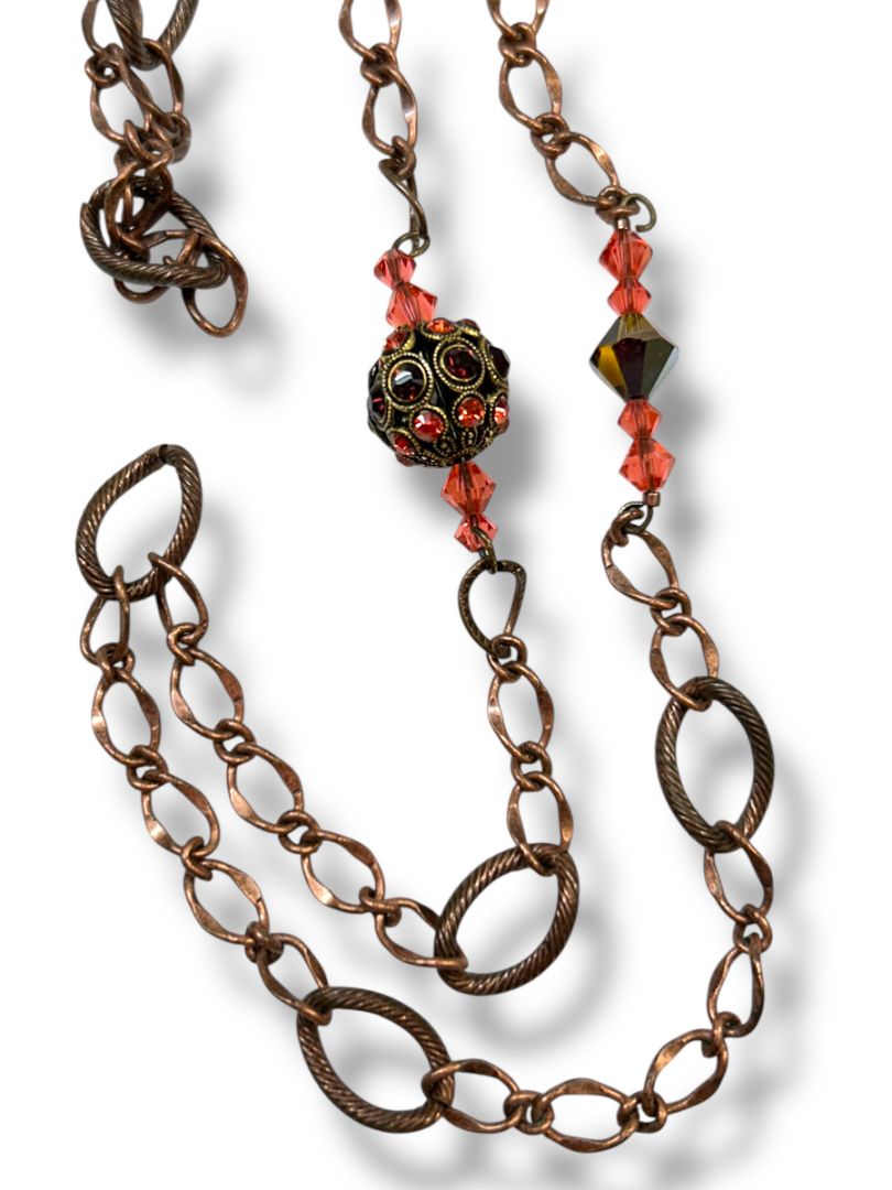 Lot of 2 Necklaces Green Shell Pendant 22" Brass Color Coral 17"