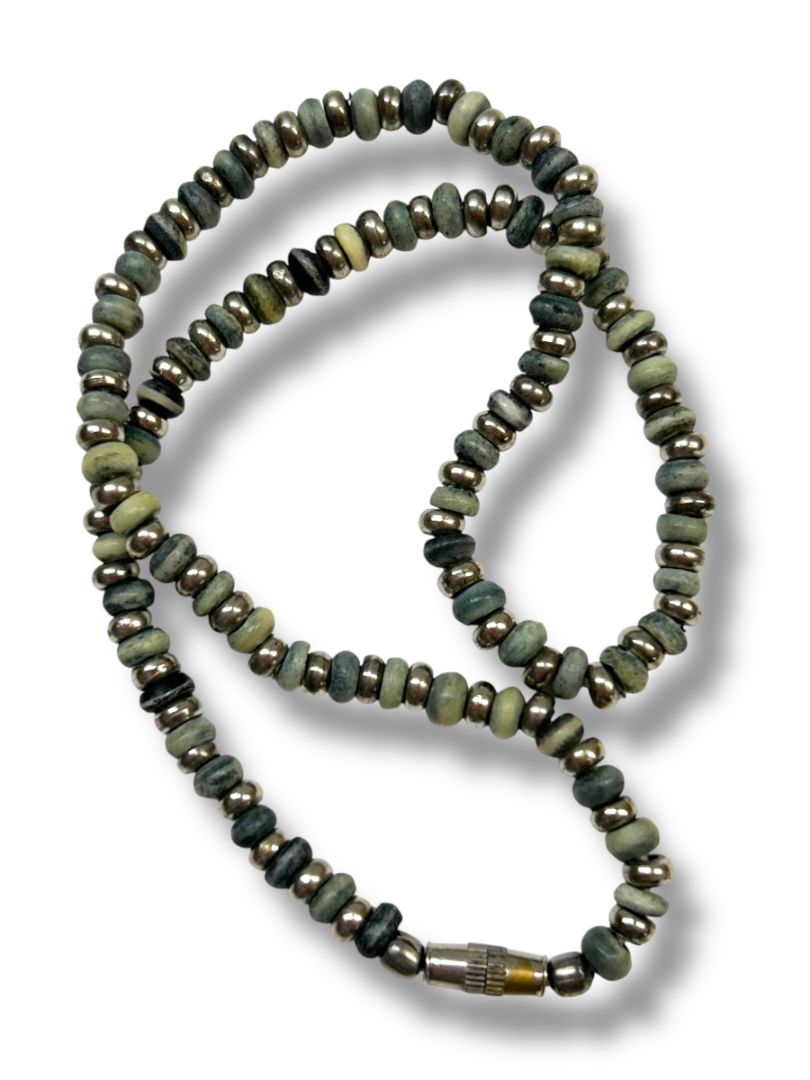 Lot of 2 Necklaces Blue Green Beaded String Woven Chain 16-19"