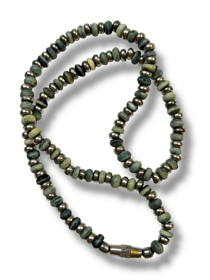 Lot of 2 Necklaces Blue Green Beaded String Woven Chain 16-19"