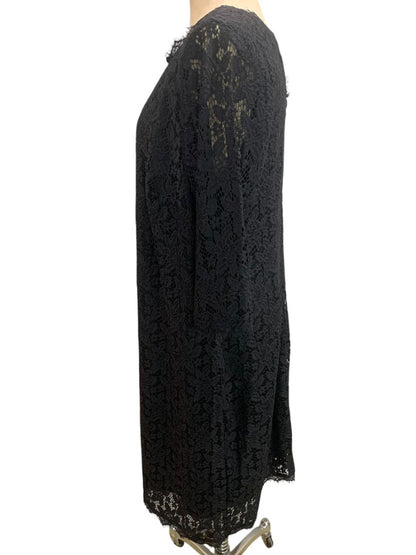 Size 18W Roamans Black Stretch Lace Overlay Dress 3/4 Unlined Sleeve