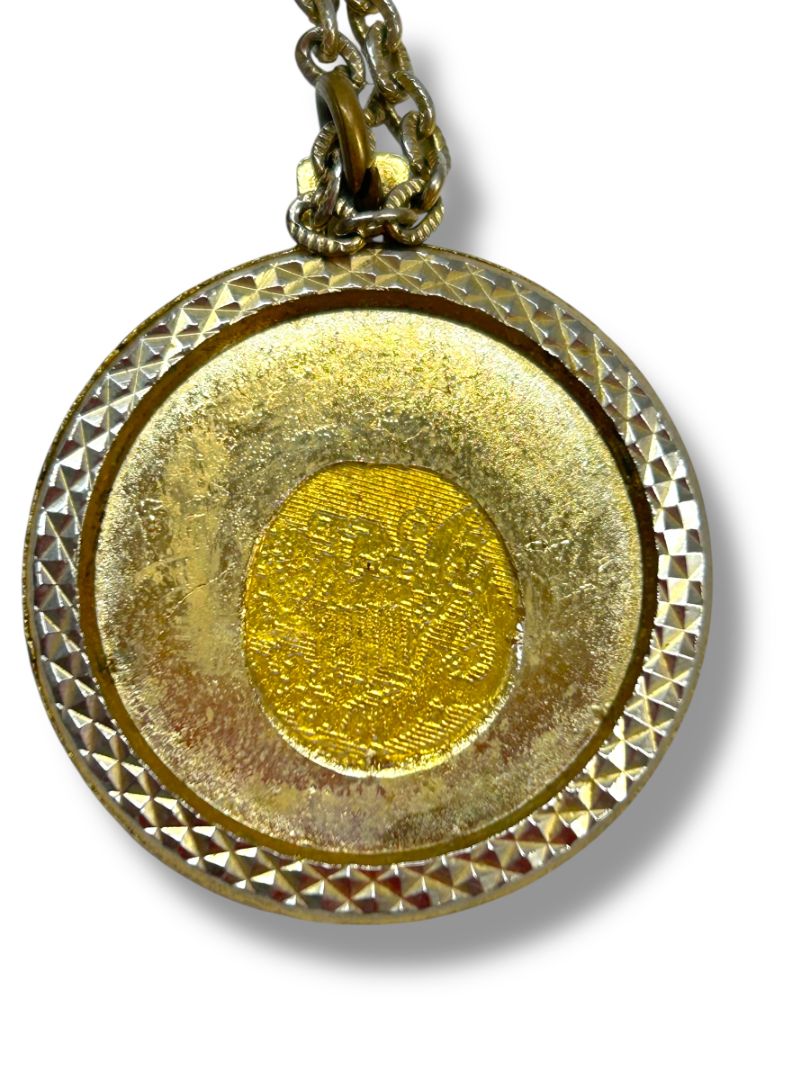 Lot of 2 Vintage Goldtone Necklaces Coin Medallion 24" Tiered Chains 19"