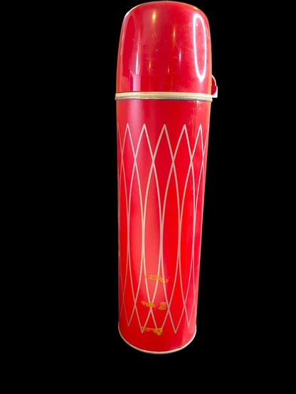 Vintage Thermos Icy Hot 1 Quart Red 2410 Retro Design 13"
