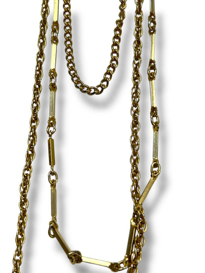 Lot of 2 Vintage Goldtone Necklaces Coin Medallion 24" Tiered Chains 19"