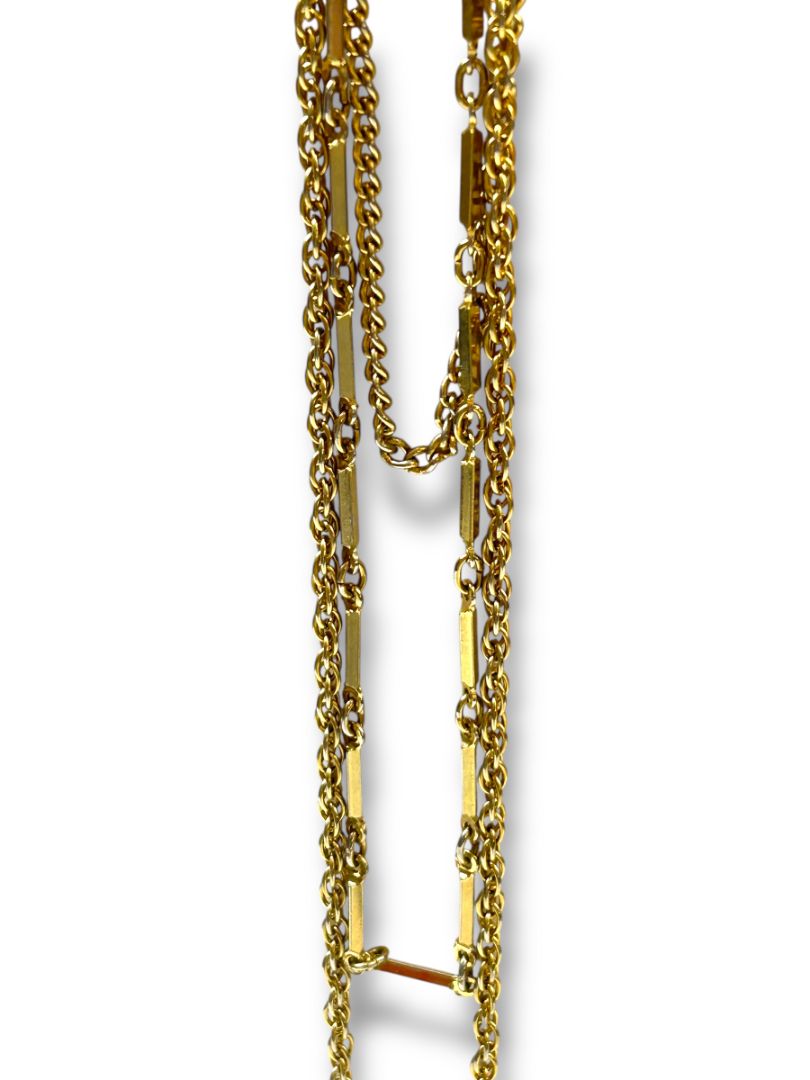 Lot of 2 Vintage Goldtone Necklaces Coin Medallion 24" Tiered Chains 19"