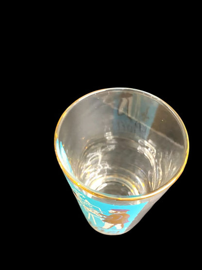 Midcentury Libbey Cities of the World Paris Drinking Glass Tumbler Teal