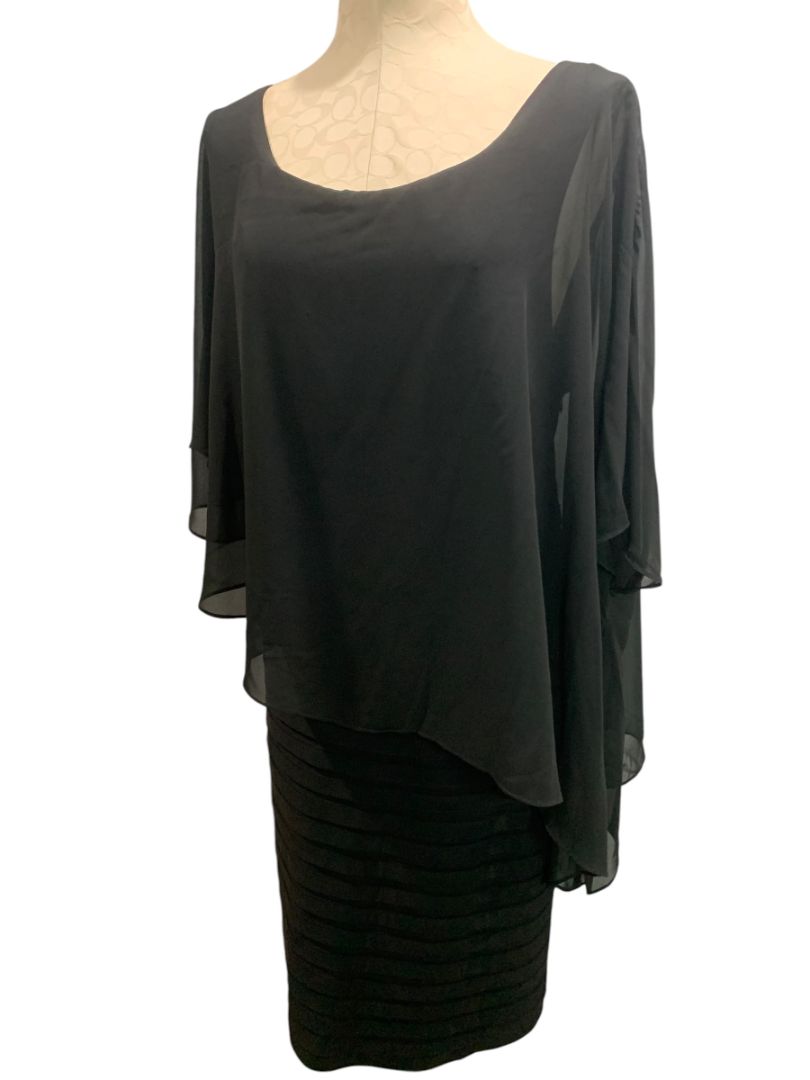 Size 18W Dressbarn Collection Black Dress Ribbon Sheath Layered
