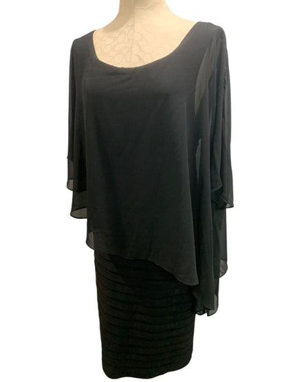 Size 18W Dressbarn Collection Black Dress Ribbon Sheath Layered