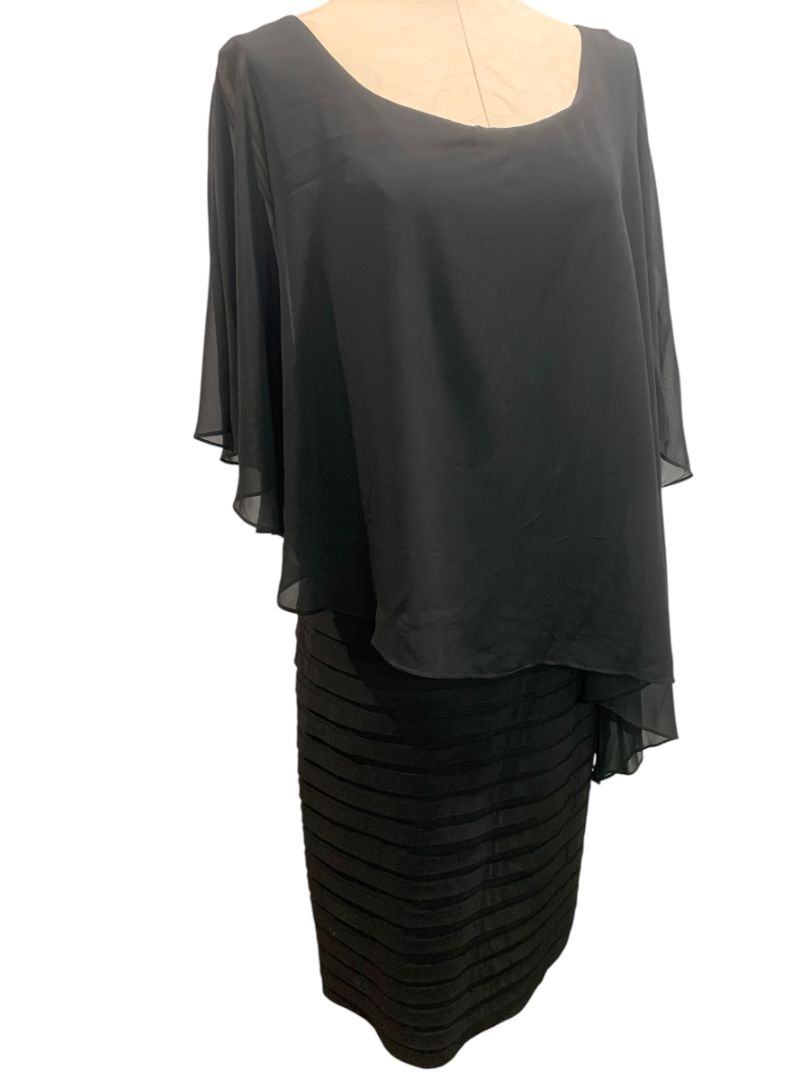 Size 18W Dressbarn Collection Black Dress Ribbon Sheath Layered