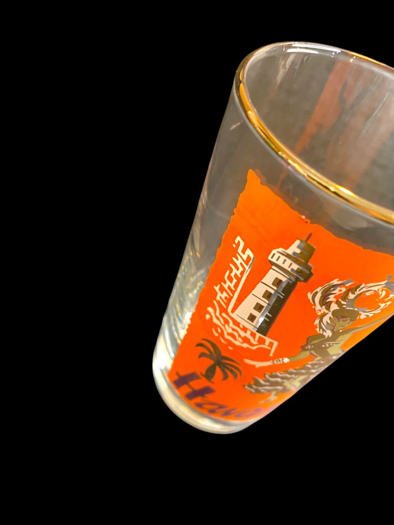 Midcentury Libbey Cities of the World Havana Drinking Glass Tumbler Orange