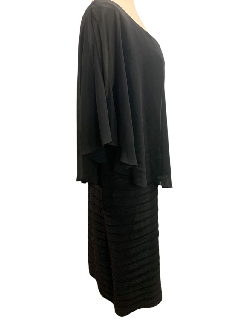 Size 18W Dressbarn Collection Black Dress Ribbon Sheath Layered