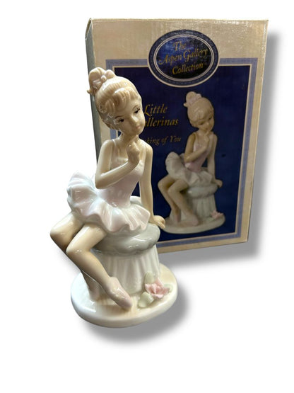 1999 Aspen Gallery Little Ballerinas Thinking of You Ceramic Figurine 6.25" with Box